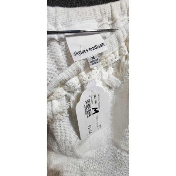 SKYLAR+MADISON White Bell Tassel Sleeve Top Crop Beach Boho Gypsy Festival NWT M - Picture 6 of 11